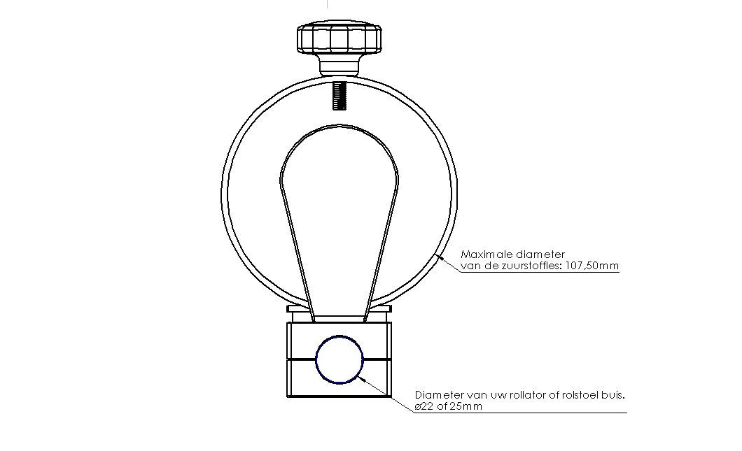 Zuurstoffleshouder rond 107mm - Afbeelding 2